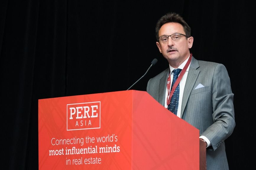 Christopher Dillon moderating at the PERE Asia conference in Hong Kong in 2019