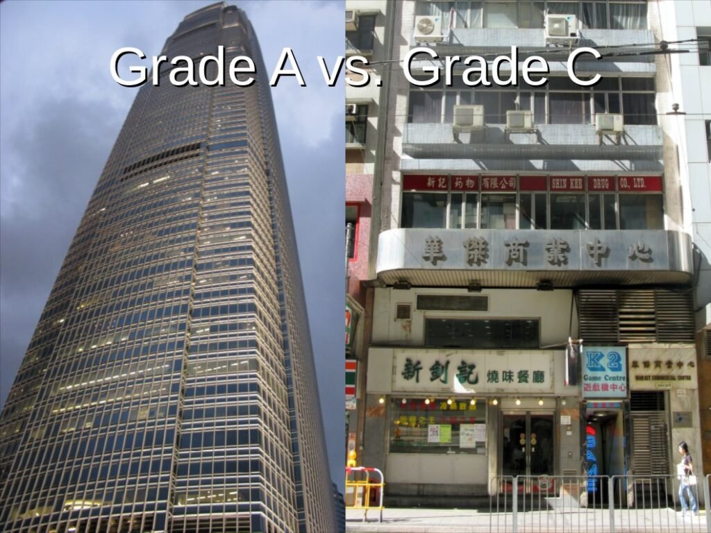 Examples of Grade A and Grade C Hong Kong offices