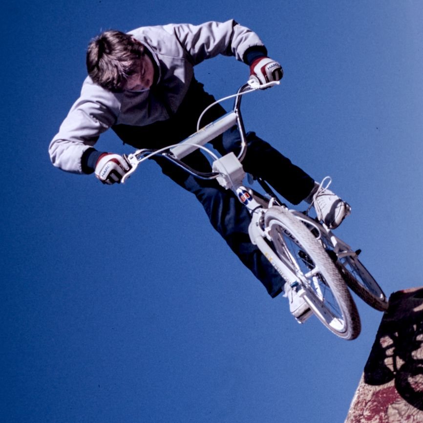 Boy on a BMX bike. Shot on slide film and digitized using the Blackbox 135 film scanner