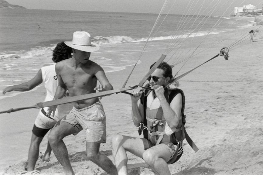 The author parasailing in Mexico.